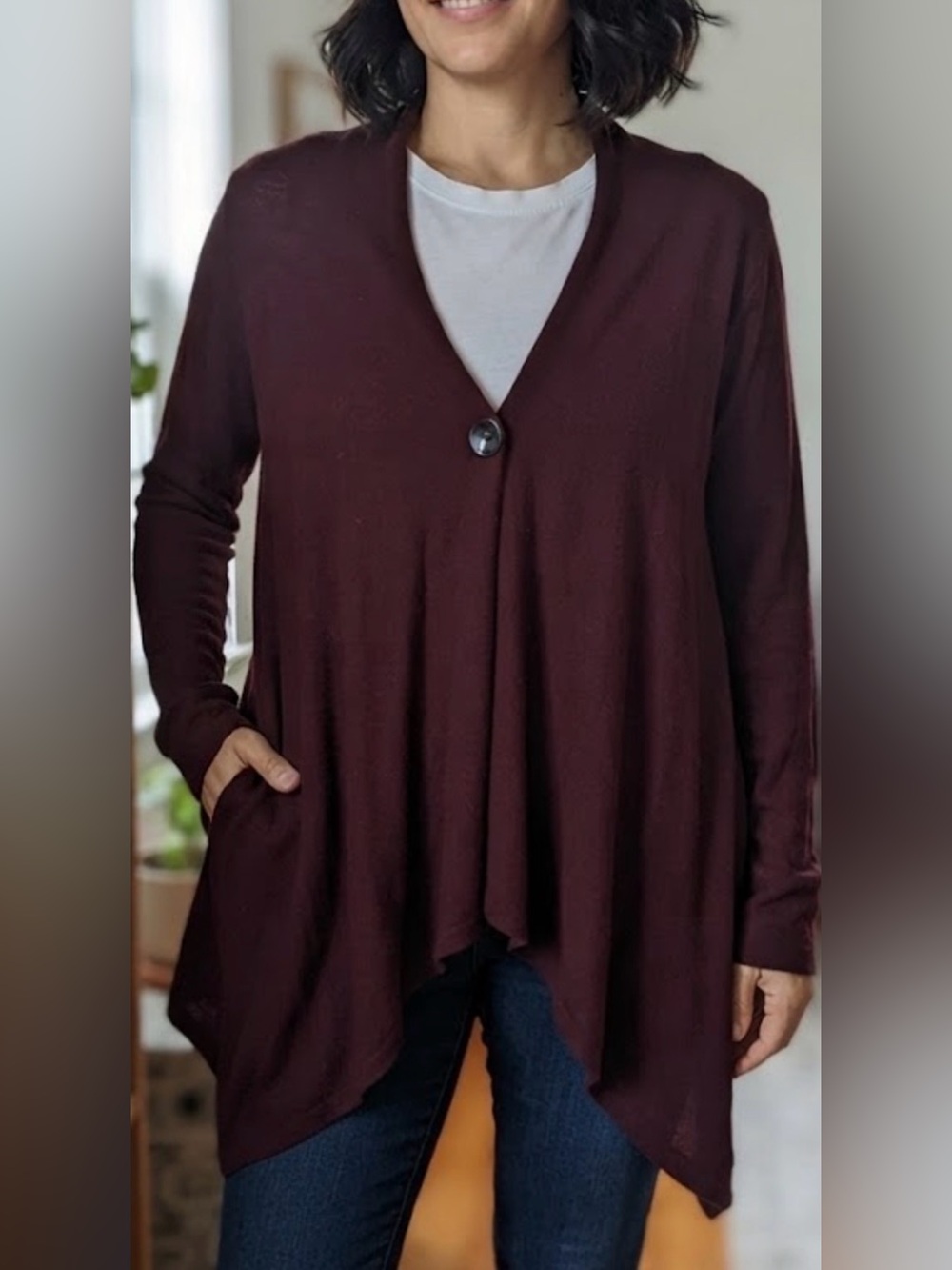 Apt. 9 Open-Front Cardigan Sweater - Burgundy